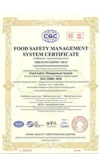 食品安全管理体系认证证书（英）