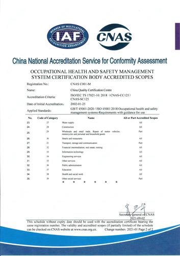 职业健康安全管理体系认证机构认可业务范围（英文2）（20210902增加IAF标识）