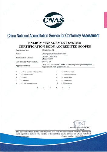 能源管理体系认证机构认可业务范围（英文）（20210901认证所用标准换版）
