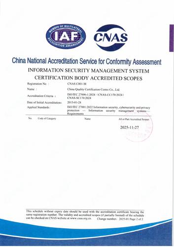 信息安全管理体系认证机构认可业务范围（英文2）