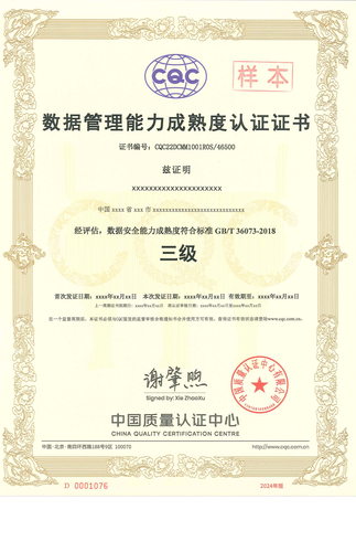 数据管理能力成熟度认证证书_00