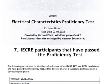 喜讯 | 中国质量认证中心所属中认尚科电能质量等风电检测项目全项通过IECRE能力验证
