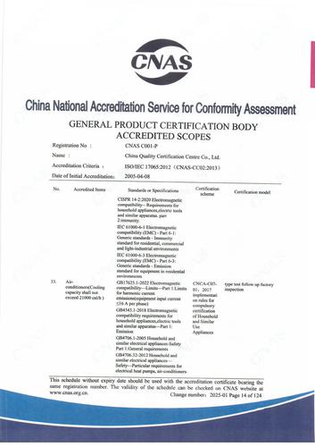 CNAS认可证书业务范围附件英文 (14)