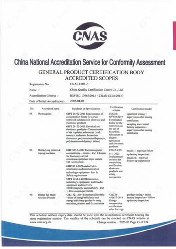 CNAS认可证书业务范围附件英文 (45)