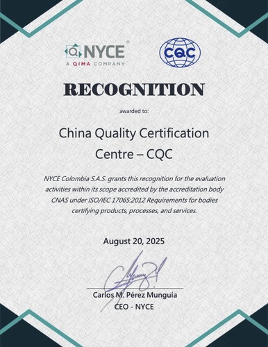 中国质量认证中心与哥伦比亚合格评定服务商NYCE Colombia S.A.S签署合作协议