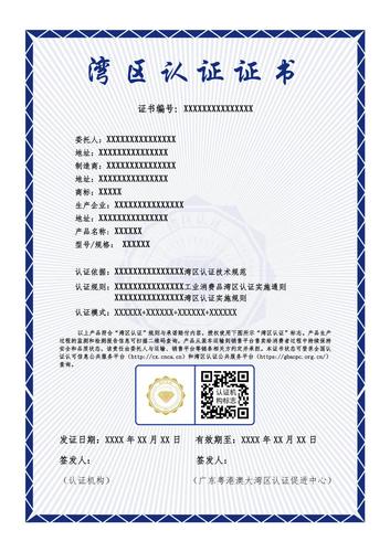 湾区认证证书（黄标）
